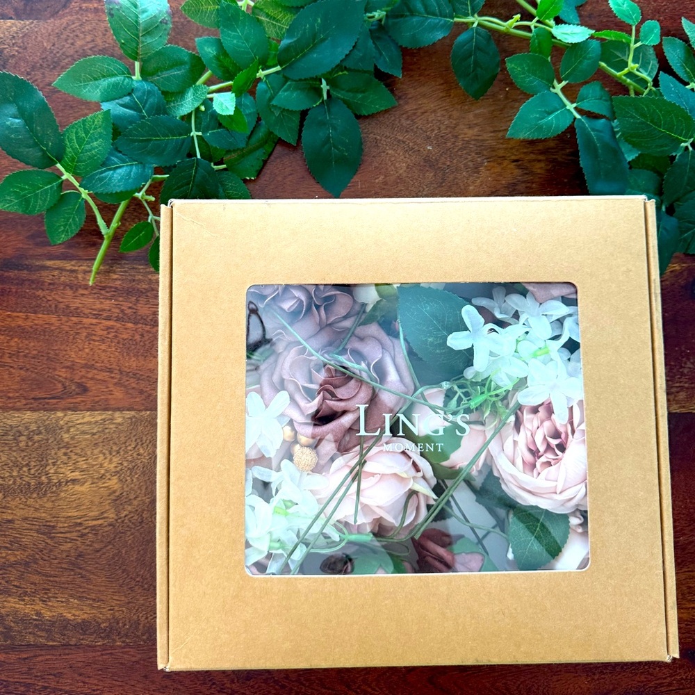 Ling’s Moment Blush Silk & Foam DIY Flower Kit, w/ string of 24” garland.